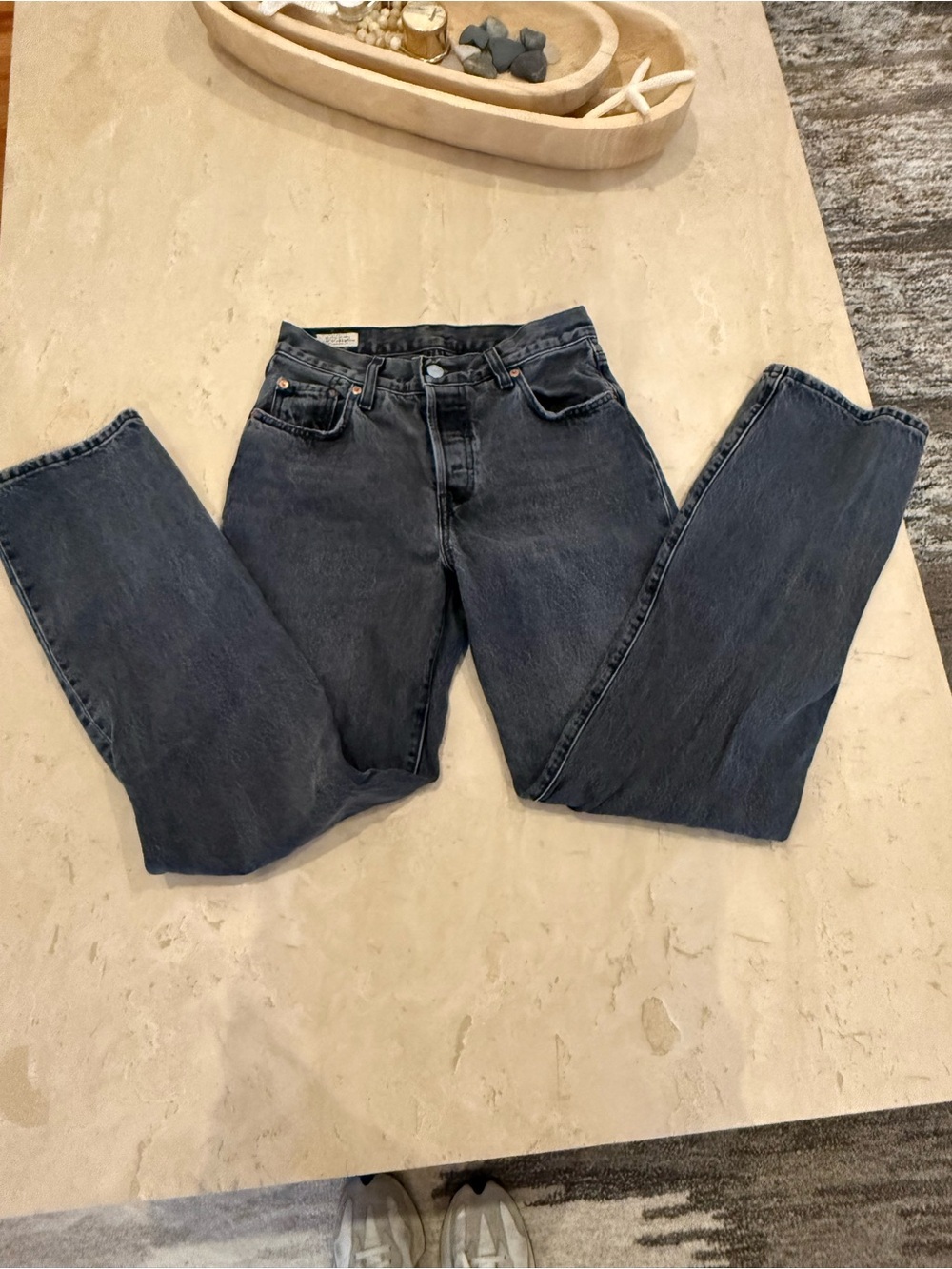Levi's High-Waist Straight Leg Jeans in Washed Black